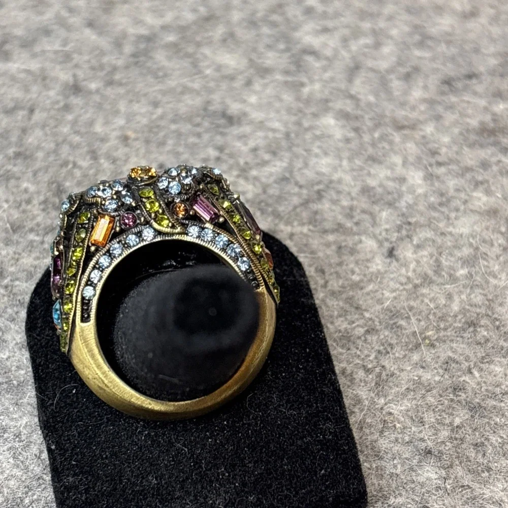 Heidi Daus Multi Color Crystal Damselfly Ring size 7 NIB